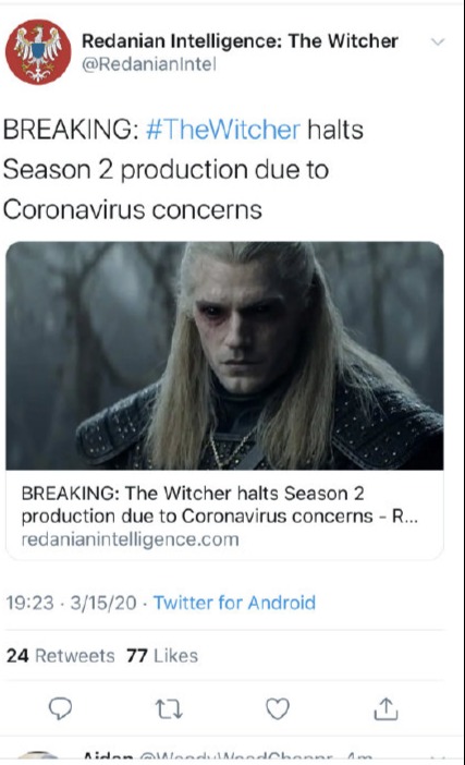 受疫情影响 《猎魔人》第二季于英国暂停拍摄